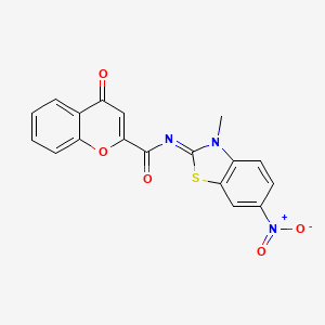 molecular formula C18H11N3O5S B2639483 N-(3-methyl-6-nitro-1,3-benzothiazol-2-ylidene)-4-oxochromene-2-carboxamide CAS No. 361478-69-5