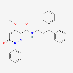 molecular formula C27H25N3O3 B2639493 N-(3,3-diphenylpropyl)-4-methoxy-6-oxo-1-phenyl-1,6-dihydropyridazine-3-carboxamide CAS No. 1005296-57-0
