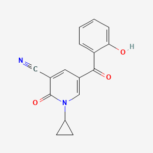 molecular formula C16H12N2O3 B2639497 1-环丙基-5-(2-羟基苯甲酰)-2-氧代-1,2-二氢吡啶-3-腈 CAS No. 879304-27-5