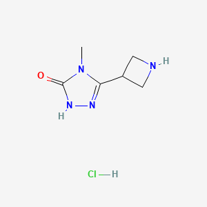molecular formula C6H11ClN4O B2639499 3-(氮杂环丁-3-基)-4-甲基-1H-1,2,4-三唑-5-酮；盐酸盐 CAS No. 2375259-66-6