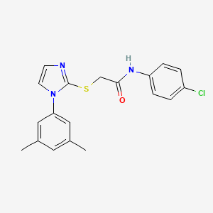 molecular formula C19H18ClN3OS B2639500 N-(4-chlorophenyl)-2-((1-(3,5-dimethylphenyl)-1H-imidazol-2-yl)thio)acetamide CAS No. 851132-11-1