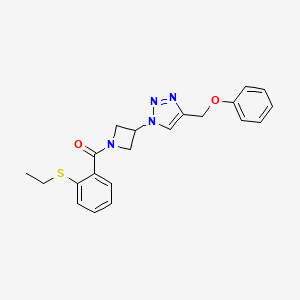 molecular formula C21H22N4O2S B2639502 (2-(ethylthio)phenyl)(3-(4-(phenoxymethyl)-1H-1,2,3-triazol-1-yl)azetidin-1-yl)methanone CAS No. 2034248-22-9