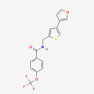 molecular formula C17H12F3NO3S B2639506 N-{[4-(furan-3-yl)thiophen-2-yl]methyl}-4-(trifluoromethoxy)benzamide CAS No. 2379993-32-3