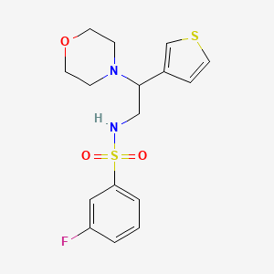 molecular formula C16H19FN2O3S2 B2639510 3-氟代-N-(2-吗啉-2-(噻吩-3-基)乙基)苯磺酰胺 CAS No. 946304-71-8