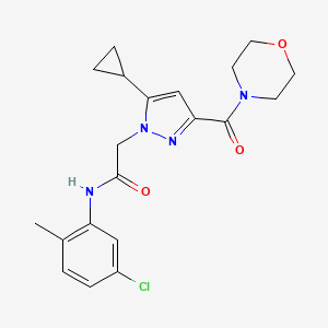 molecular formula C20H23ClN4O3 B2639515 N-(5-chloro-2-methylphenyl)-2-(5-cyclopropyl-3-(morpholine-4-carbonyl)-1H-pyrazol-1-yl)acetamide CAS No. 1170207-27-8