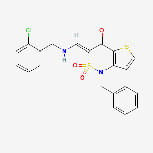 molecular formula C21H17ClN2O3S2 B2639518 (3Z)-1-benzyl-3-({[(2-chlorophenyl)methyl]amino}methylidene)-1H,3H,4H-2lambda6-thieno[3,2-c][1,2]thiazine-2,2,4-trione CAS No. 894670-91-8