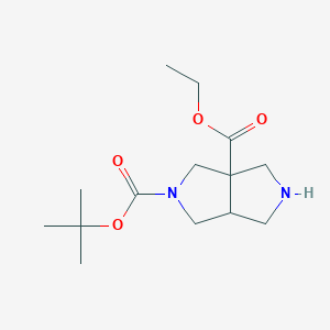 molecular formula C14H24N2O4 B2639526 O5-叔丁基 O3a-乙基 1,2,3,4,6,6a-六氢吡咯并[3,4-c]吡咯-3a,5-二羧酸酯 CAS No. 1424939-88-7
