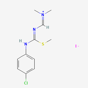 molecular formula C11H15ClIN3S B2639527 N-({[(4-chloroanilino)(methylsulfanyl)methylene]amino}methylene)-N-methylmethanaminium iodide CAS No. 112519-80-9