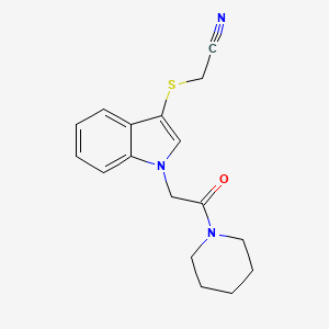molecular formula C17H19N3OS B2639546 2-((1-(2-oxo-2-(piperidin-1-yl)ethyl)-1H-indol-3-yl)thio)acetonitrile CAS No. 895802-20-7