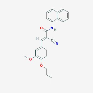 molecular formula C25H24N2O3 B2639549 (E)-3-(4-butoxy-3-methoxyphenyl)-2-cyano-N-naphthalen-1-ylprop-2-enamide CAS No. 380424-57-7
