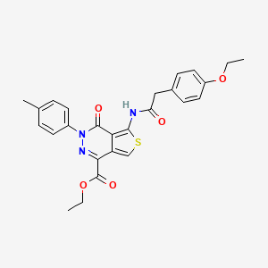 molecular formula C26H25N3O5S B2639550 ethyl 5-[2-(4-ethoxyphenyl)acetamido]-3-(4-methylphenyl)-4-oxo-3H,4H-thieno[3,4-d]pyridazine-1-carboxylate CAS No. 851948-59-9