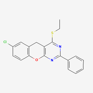 molecular formula C19H15ClN2OS B2639551 7-chloro-4-(ethylthio)-2-phenyl-5H-chromeno[2,3-d]pyrimidine CAS No. 902300-54-3