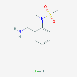 molecular formula C9H15ClN2O2S B2639555 N-[2-(aminomethyl)phenyl]-N-methylmethane sulphonamide hydrochloride CAS No. 1227487-90-2