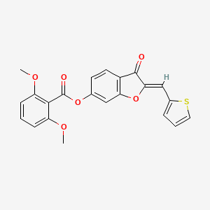 molecular formula C22H16O6S B2639557 (2Z)-3-oxo-2-(thiophen-2-ylmethylidene)-2,3-dihydro-1-benzofuran-6-yl 2,6-dimethoxybenzoate CAS No. 844454-32-6