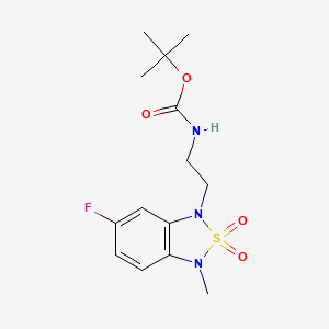 molecular formula C14H20FN3O4S B2639564 tert-butyl (2-(6-fluoro-3-methyl-2,2-dioxidobenzo[c][1,2,5]thiadiazol-1(3H)-yl)ethyl)carbamate CAS No. 2034593-74-1