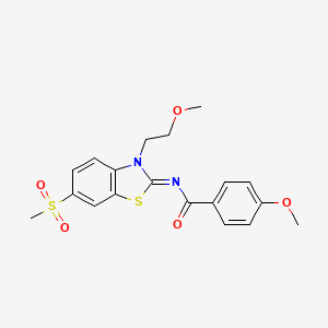 molecular formula C19H20N2O5S2 B2639582 (Z)-4-甲氧基-N-(3-(2-甲氧基乙基)-6-(甲基磺酰基)苯并[d]噻唑-2(3H)-亚甲基)苯甲酰胺 CAS No. 864976-93-2