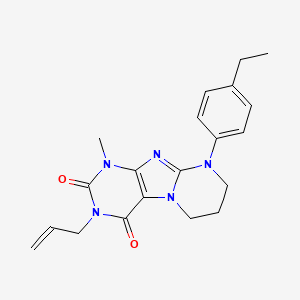 molecular formula C20H23N5O2 B2639593 9-(4-ethylphenyl)-1-methyl-3-prop-2-enyl-7,8-dihydro-6H-purino[7,8-a]pyrimidine-2,4-dione CAS No. 843635-35-8