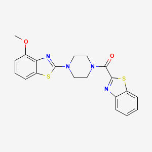 molecular formula C20H18N4O2S2 B2639594 2-[4-(1,3-benzothiazole-2-carbonyl)piperazin-1-yl]-4-methoxy-1,3-benzothiazole CAS No. 897477-47-3