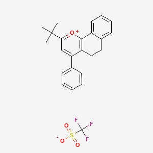 molecular formula C24H23F3O4S B2639595 2-(1,1-Dimethylethyl)-5,6-dihydro-4-phenyl-naphtho[1,2-b]pyrylium trifluoromethanesulfonate CAS No. 78018-92-5