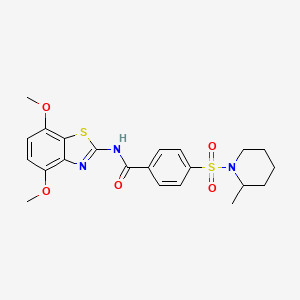molecular formula C22H25N3O5S2 B2639598 N-(4,7-dimethoxybenzo[d]thiazol-2-yl)-4-((2-methylpiperidin-1-yl)sulfonyl)benzamide CAS No. 896676-41-8