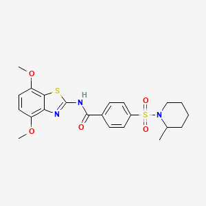 molecular formula C22H25N3O5S2 B2639598 N-(4,7-dimethoxy-1,3-benzothiazol-2-yl)-4-[(2-methylpiperidin-1-yl)sulfonyl]benzamide CAS No. 896676-41-8