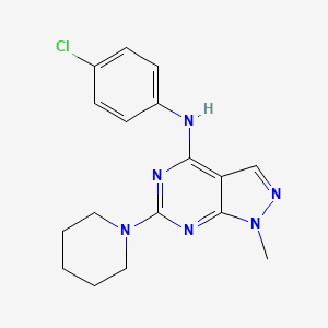 molecular formula C17H19ClN6 B2639603 N-(4-chlorophenyl)-1-methyl-6-(piperidin-1-yl)-1H-pyrazolo[3,4-d]pyrimidin-4-amine CAS No. 878065-04-4