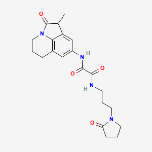 molecular formula C21H26N4O4 B2639607 N1-(1-甲基-2-氧代-2,4,5,6-四氢-1H-吡咯[3,2,1-ij]喹啉-8-基)-N2-(3-(2-氧代吡咯烷-1-基)丙基)草酰胺 CAS No. 898411-50-2