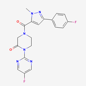 4-(3-(4-fluorophenyl)-1-methyl-1H-pyrazole-5-carbonyl)-1-(5-fluoropyrimidin-2-yl)piperazin-2-one