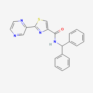molecular formula C21H16N4OS B2639631 N-benzhydryl-2-(pyrazin-2-yl)thiazole-4-carboxamide CAS No. 1226446-50-9