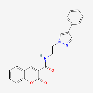 molecular formula C21H17N3O3 B2639639 2-氧代-N-(2-(4-苯基-1H-吡唑-1-基)乙基)-2H-色烯-3-甲酰胺 CAS No. 2034351-85-2