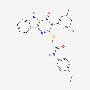 molecular formula C28H26N4O2S B2639640 2-[[3-(3,5-dimethylphenyl)-4-oxo-5H-pyrimido[5,4-b]indol-2-yl]sulfanyl]-N-(4-ethylphenyl)acetamide CAS No. 536705-76-7