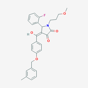 molecular formula C29H28FNO5 B263966 5-(2-fluorophenyl)-3-hydroxy-1-(3-methoxypropyl)-4-{4-[(3-methylbenzyl)oxy]benzoyl}-1,5-dihydro-2H-pyrrol-2-one 