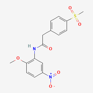 molecular formula C16H16N2O6S B2639691 N-(2-甲氧基-5-硝基苯基)-2-(4-(甲磺酰基)苯基)乙酰胺 CAS No. 941930-91-2
