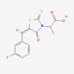 2-[(5E)-5-[(3-fluorophenyl)methylidene]-4-oxo-2-sulfanylidene-1,3-thiazolidin-3-yl]propanoic acid