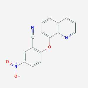 molecular formula C16H9N3O3 B2639719 5-硝基-2-(8-喹诺酰氧基)苯甲腈 CAS No. 1022732-56-4