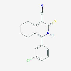 molecular formula C16H13ClN2S B2639726 1-(3-Chlorophenyl)-3-sulfanyl-5,6,7,8-tetrahydroisoquinoline-4-carbonitrile CAS No. 380443-05-0