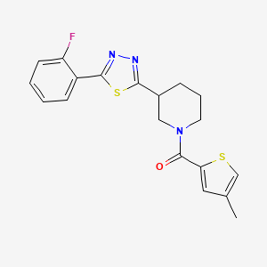 molecular formula C19H18FN3OS2 B2639731 (3-(5-(2-氟苯基)-1,3,4-噻二唑-2-基)哌啶-1-基)(4-甲硫代吩-2-基)甲酮 CAS No. 1219903-79-3