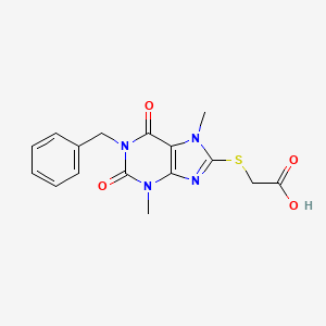 molecular formula C16H16N4O4S B2639733 2-((1-benzyl-3,7-dimethyl-2,6-dioxo-2,3,6,7-tetrahydro-1H-purin-8-yl)thio)acetic acid CAS No. 941937-92-4