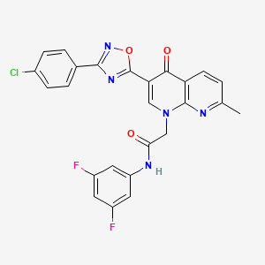 molecular formula C25H16ClF2N5O3 B2639740 2-{3-[3-(4-chlorophenyl)-1,2,4-oxadiazol-5-yl]-7-methyl-4-oxo-1,4-dihydro-1,8-naphthyridin-1-yl}-N-(3,5-difluorophenyl)acetamide CAS No. 1032001-16-3