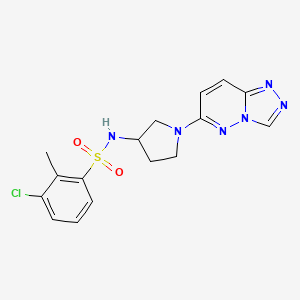 molecular formula C16H17ClN6O2S B2639744 N-(1-([1,2,4]三唑并[4,3-b]哒嗪-6-基)吡咯烷-3-基)-3-氯-2-甲基苯磺酰胺 CAS No. 2034522-95-5