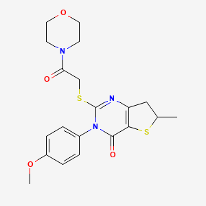 molecular formula C20H23N3O4S2 B2639747 3-(4-甲氧基苯基)-6-甲基-2-((2-吗啉-2-氧代乙基)硫代)-6,7-二氢噻吩并[3,2-d]嘧啶-4(3H)-酮 CAS No. 905694-37-3