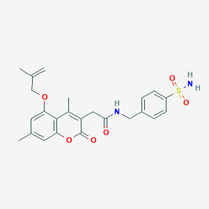 molecular formula C24H26N2O6S B263978 N-[4-(aminosulfonyl)benzyl]-2-{4,7-dimethyl-5-[(2-methyl-2-propenyl)oxy]-2-oxo-2H-chromen-3-yl}acetamide 