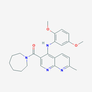 molecular formula C24H28N4O3 B2639788 Azepan-1-yl(4-((2,5-dimethoxyphenyl)amino)-7-methyl-1,8-naphthyridin-3-yl)methanone CAS No. 1251689-55-0