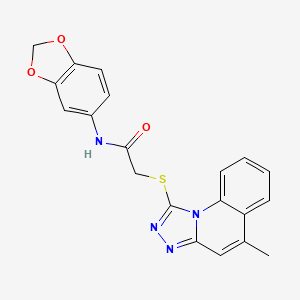molecular formula C20H16N4O3S B2639791 N-(benzo[d][1,3]dioxol-5-yl)-2-((5-methyl-[1,2,4]triazolo[4,3-a]quinolin-1-yl)thio)acetamide CAS No. 442865-29-4