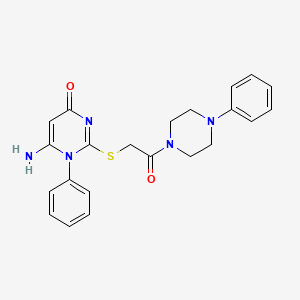 molecular formula C22H23N5O2S B2639797 6-Amino-2-[2-oxo-2-(4-phenylpiperazin-1-yl)ethyl]sulfanyl-1-phenylpyrimidin-4-one CAS No. 872629-74-8