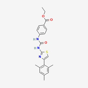 molecular formula C22H23N3O3S B2639798 Ethyl 4-(3-(4-mesitylthiazol-2-yl)ureido)benzoate CAS No. 330191-03-2