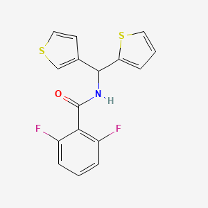 molecular formula C16H11F2NOS2 B2639799 2,6-difluoro-N-(thiophen-2-yl(thiophen-3-yl)methyl)benzamide CAS No. 2034513-95-4