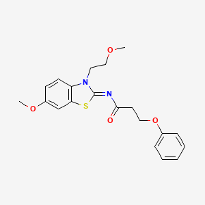 molecular formula C20H22N2O4S B2639800 N-[6-methoxy-3-(2-methoxyethyl)-1,3-benzothiazol-2-ylidene]-3-phenoxypropanamide CAS No. 865161-44-0