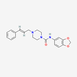 molecular formula C21H23N3O3 B2639820 N-1,3-benzodioxol-5-yl-4-(3-phenyl-2-propen-1-yl)-1-piperazinecarboxamide CAS No. 1164513-65-8