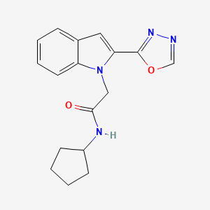 molecular formula C17H18N4O2 B2639825 2-(2-(1,3,4-oxadiazol-2-yl)-1H-indol-1-yl)-N-cyclopentylacetamide CAS No. 955545-79-6